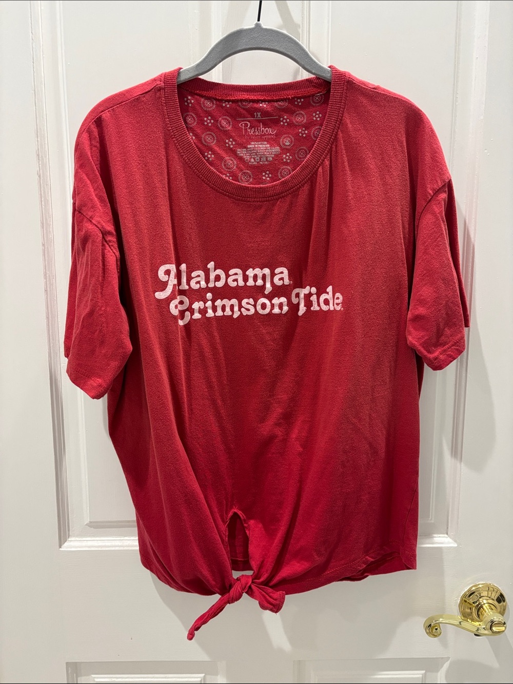Pressbox Red Alabama Crimson Tide Tie-Front Short Sleeve Tee